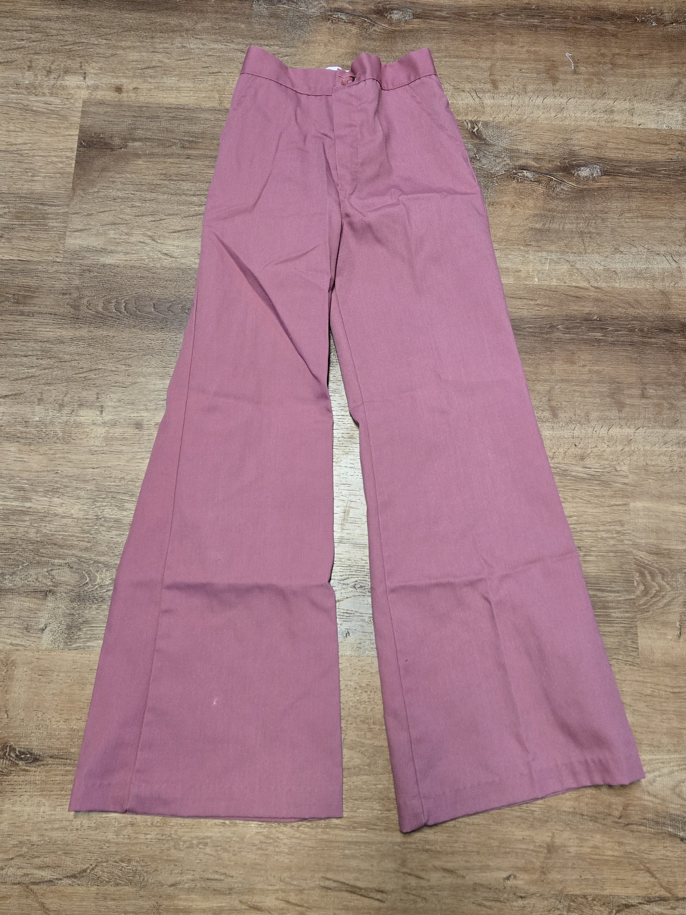 Vintage 70s 80s Health-Tex Bigger Size Rose Mauve Bell Bottom Pants Size 10